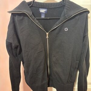 Lands' End Zip-Up Black Sweater